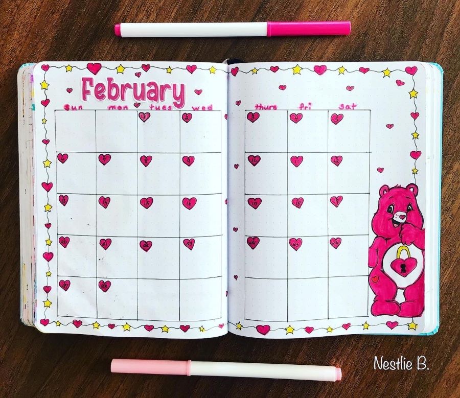 February Care Bear Calendar design